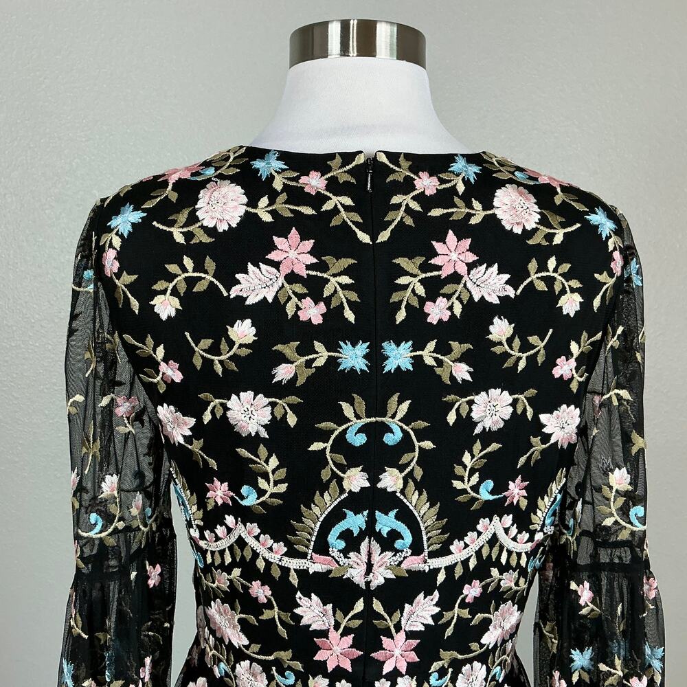 Mac Duggal 35111 Black Evening Gown Floral Embroidered Long Sleeve Dress Size 18 - Picture 9 of 12